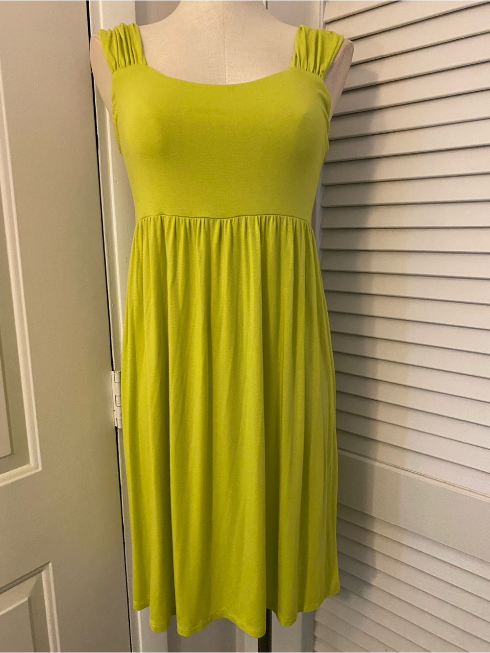 Women's Lime Green Sleeveless Empire Waist Dress- Size M/L